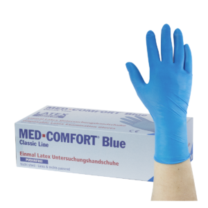 MED-COMFORT Blue - Sonderposten - Latexhandschuhe blau, puderfrei, XS, 100 Stück
